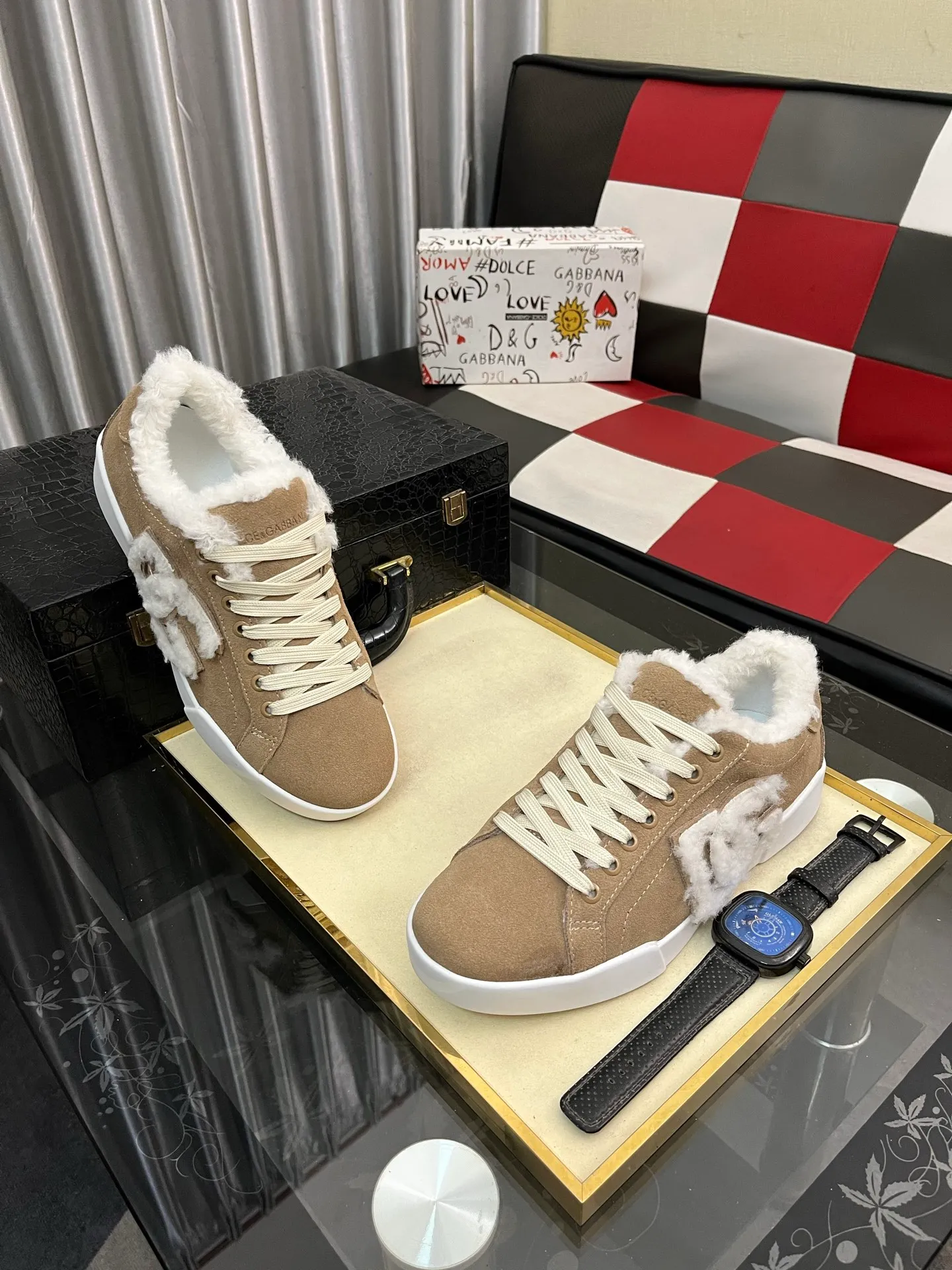 Men's men's shoes💰420⌚️⌚️New DG Dolce & Gabbana high-end couple's sports and casual shoes, imported cowhide, multiple material splicing design➕Imported cowhide lining, cowhide feet➕original TPR elastic outsole. Size: 35-46